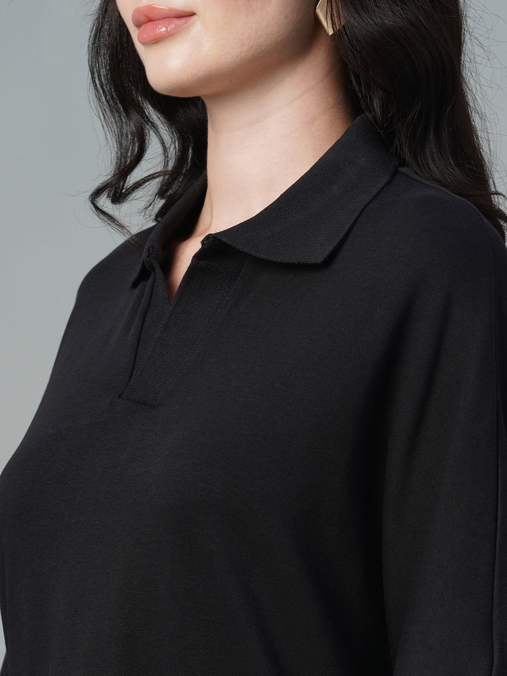 Women's Black 100% Cotton Regular Fit Tshirt