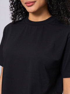 Women’s Cotton Elastane Regular Fit T-Shirt Black