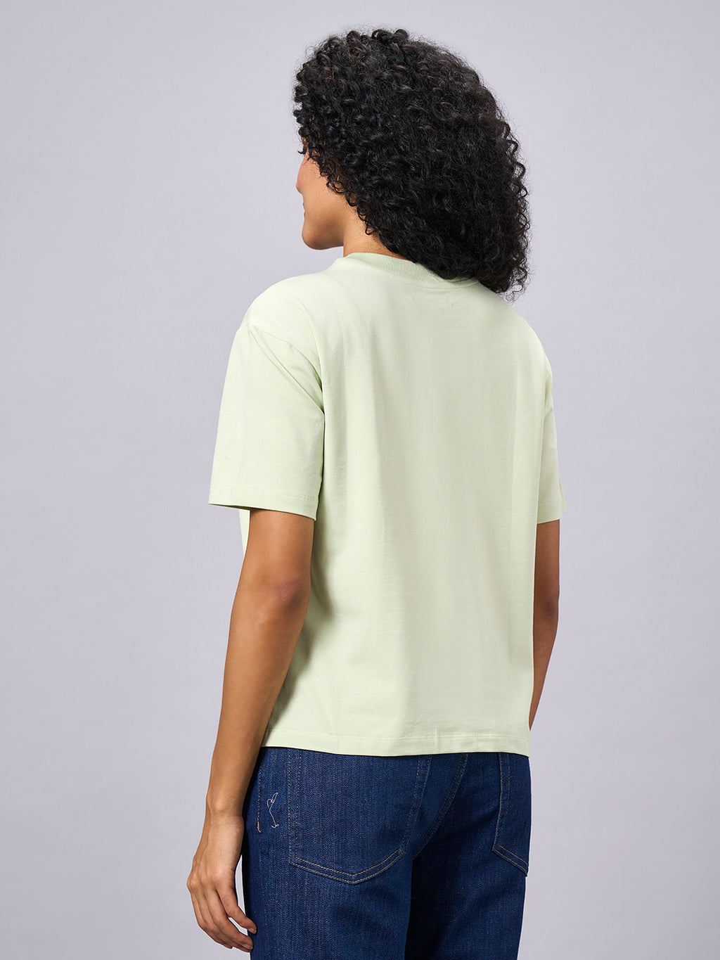 Women's Green Cotton Elastane Regular Fit Tshirt