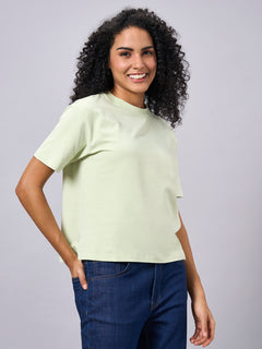 Women’s Cotton Elastane Regular Fit T-Shirt Green
