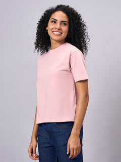 Women’s Cotton Elastane Regular Fit T-Shirt Pink