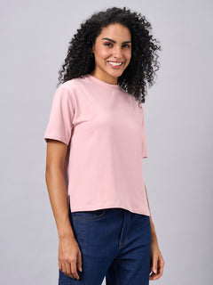 Women’s Cotton Elastane Regular Fit T-Shirt Pink