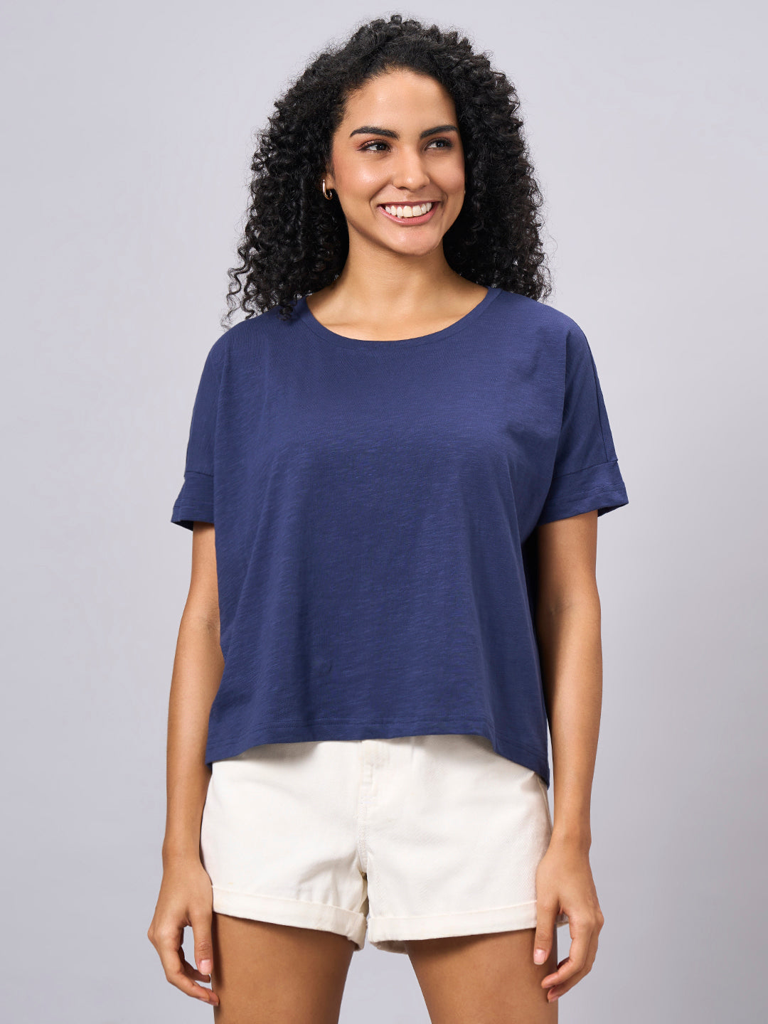 Women's Navy 100% Organic Cotton Regular Fit Tshirt