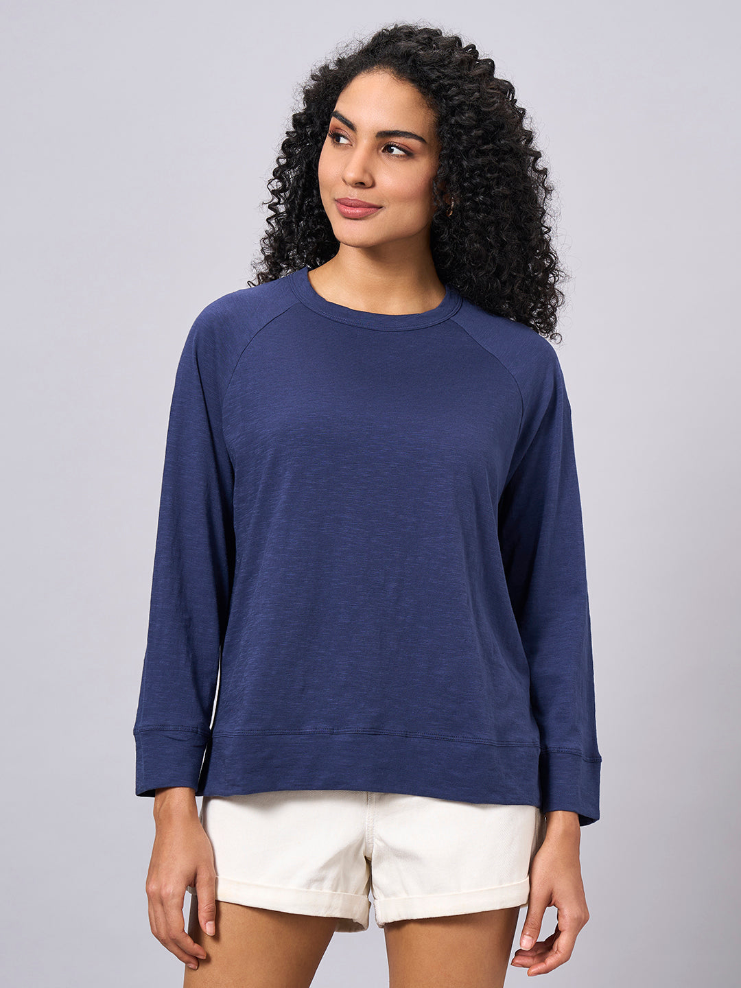 Women's Navy 100% Organic Cotton Regular Fit Tshirt