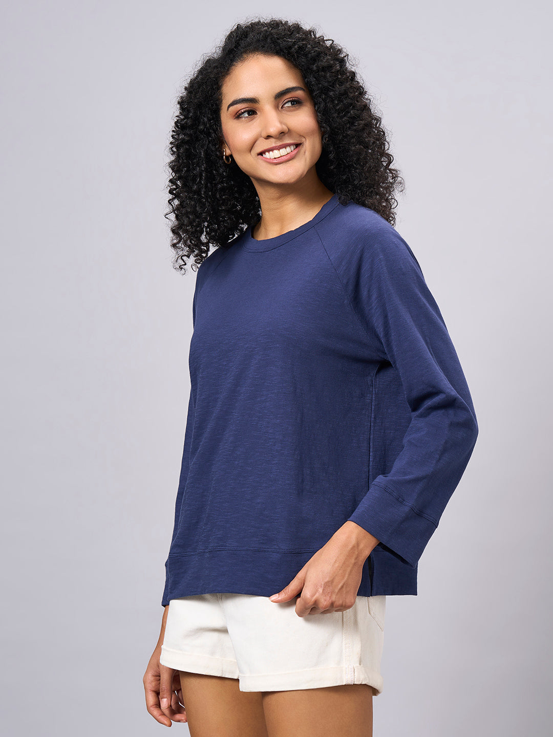 Women's Navy 100% Organic Cotton Regular Fit Tshirt