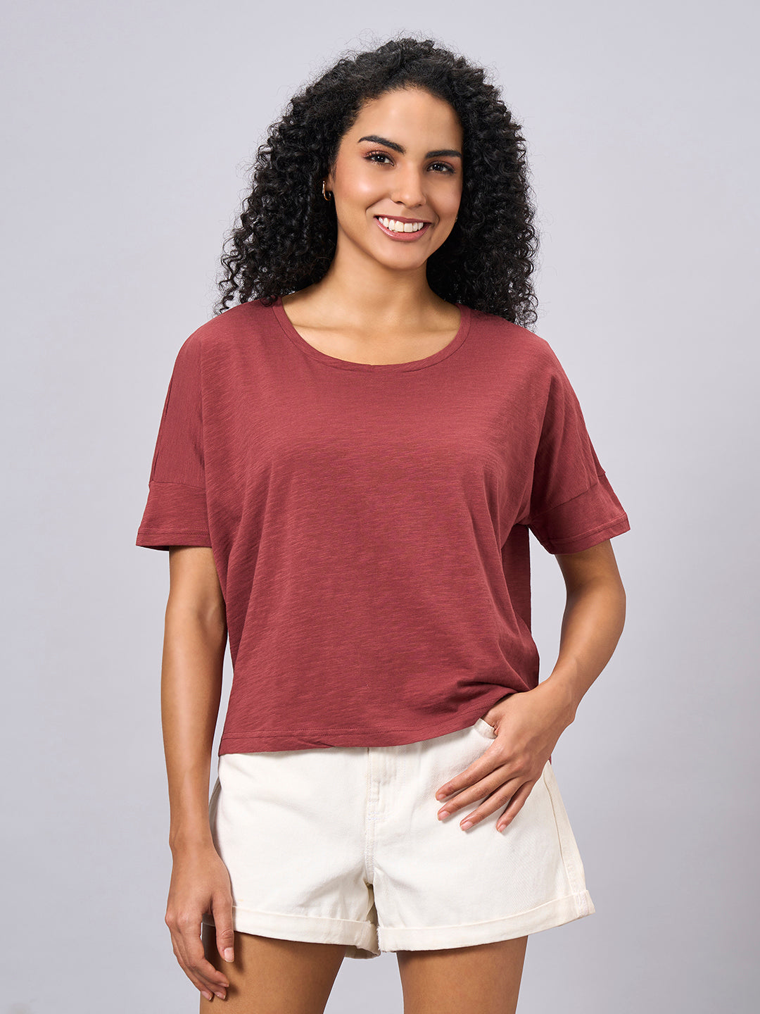 Women's Red 100% Organic Cotton Regular Fit Tshirt