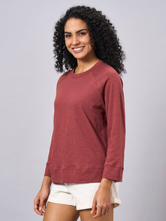 Women’s Organic Cotton Regular Fit Full Sleeve T-Shirt Red