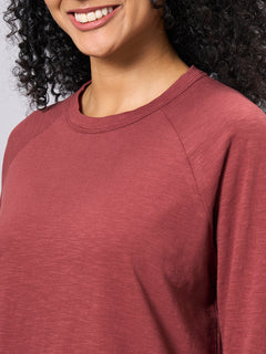 Women’s Organic Cotton Regular Fit Full Sleeve T-Shirt Red
