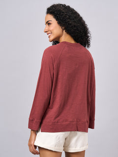 Women’s Organic Cotton Regular Fit Full Sleeve T-Shirt Red