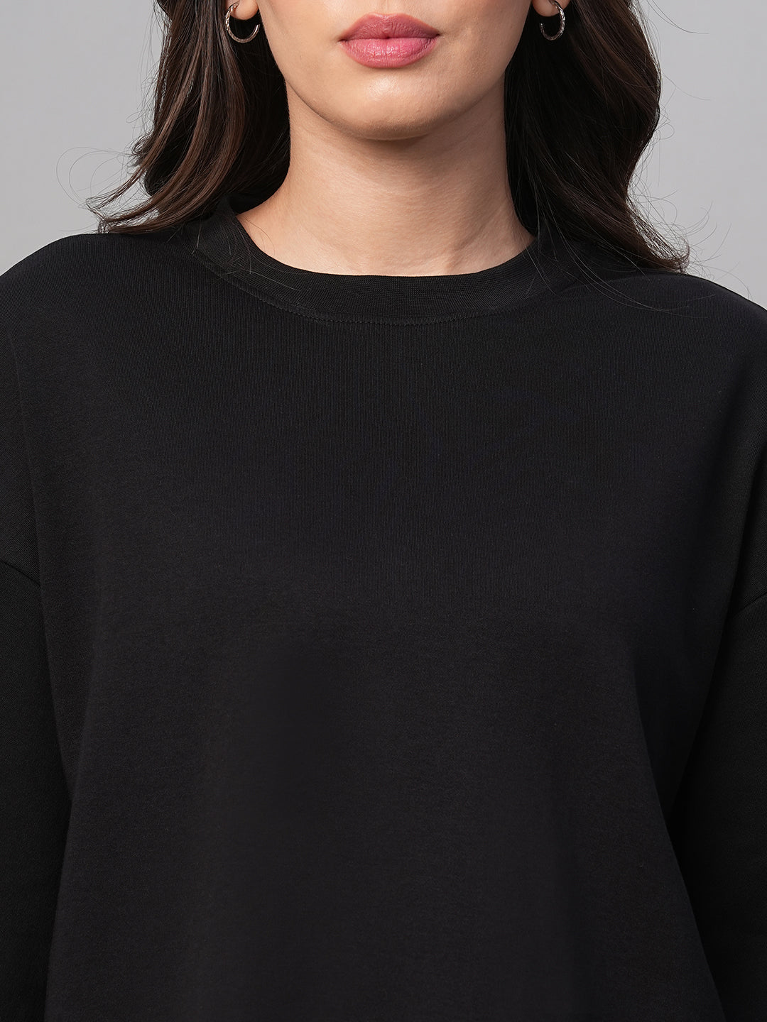 Women's Black 100% Cotton Loose Fit Tshirt