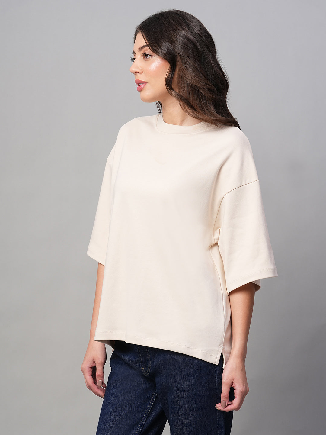 Women's Natural 100% Cotton Loose Fit Tshirt