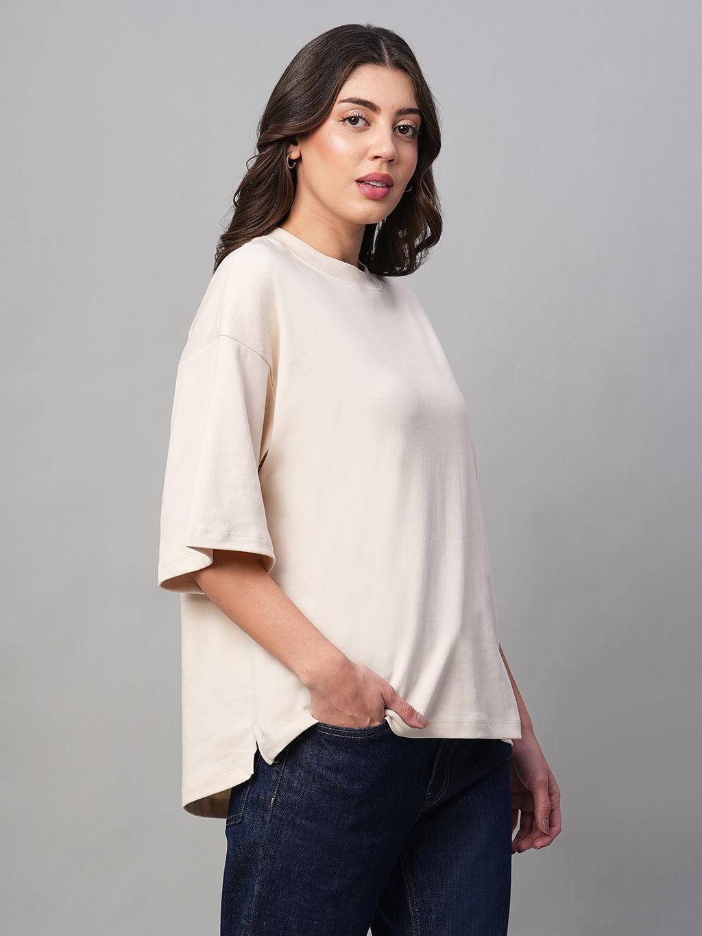 Women's Natural 100% Cotton Loose Fit Tshirt