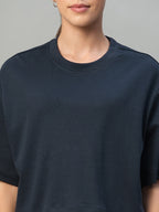 Women's Blue 100% Cotton Boxy Fit Tshirt