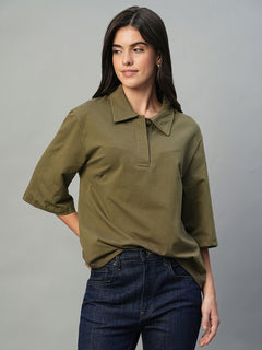 Women’s Cotton Elastane Regular Fit T-Shirt Dark Brown