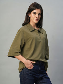 Women’s Cotton Elastane Regular Fit T-Shirt Dark Brown