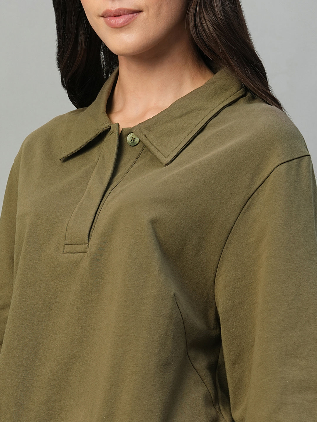 Women's Dark Brown Cotton Elastane Regular Fit Tshirt