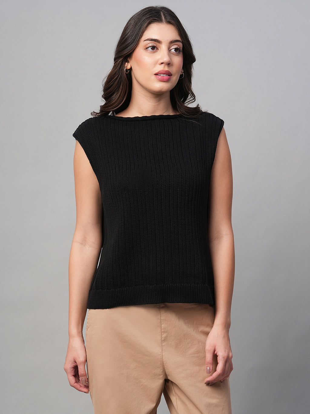 Women's Black 100% Cotton Regular Fit Tshirt