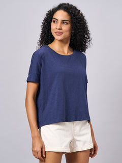 Women’s Organic Cotton Regular Fit Crew Neck T-Shirt Navy