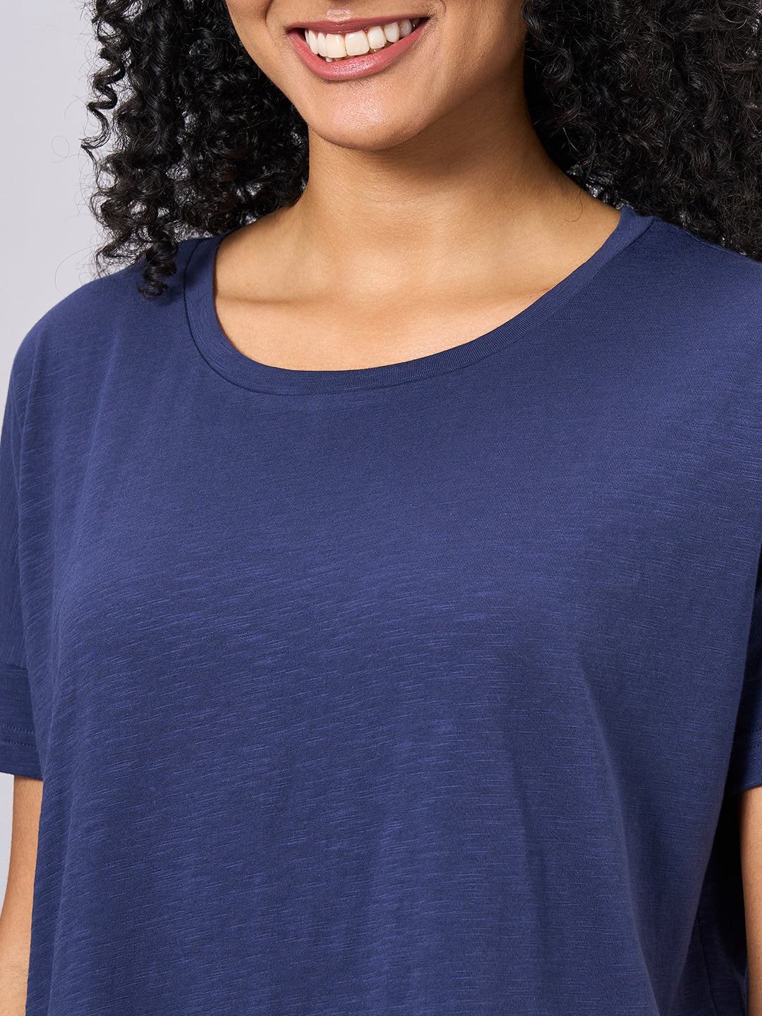 Women's Navy 100% Organic Cotton Regular Fit Tshirt