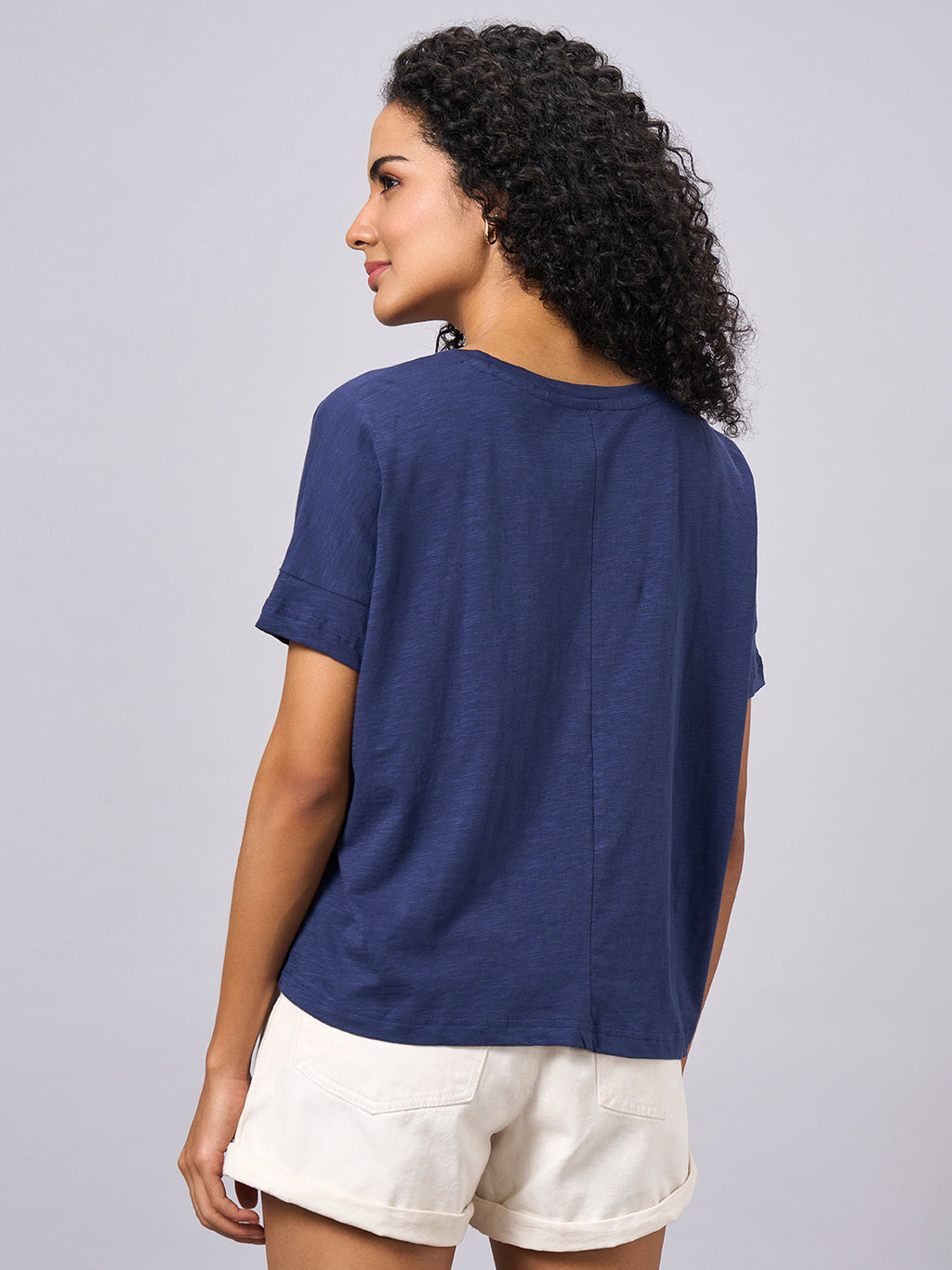 Women's Navy 100% Organic Cotton Regular Fit Tshirt