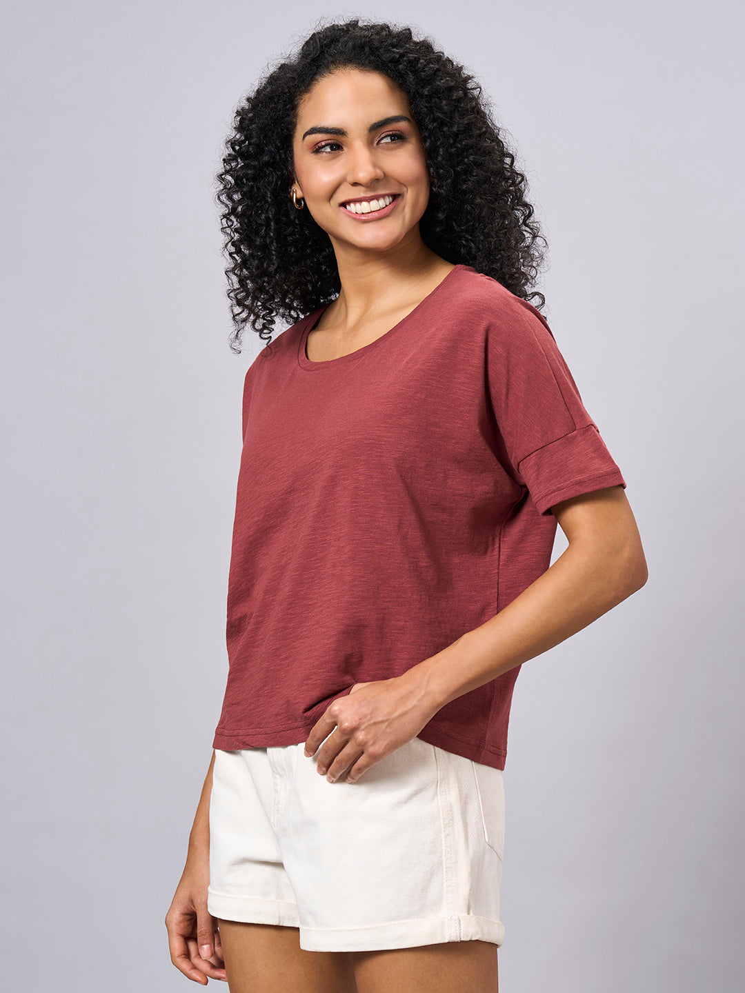 Women's Red 100% Organic Cotton Regular Fit Tshirt