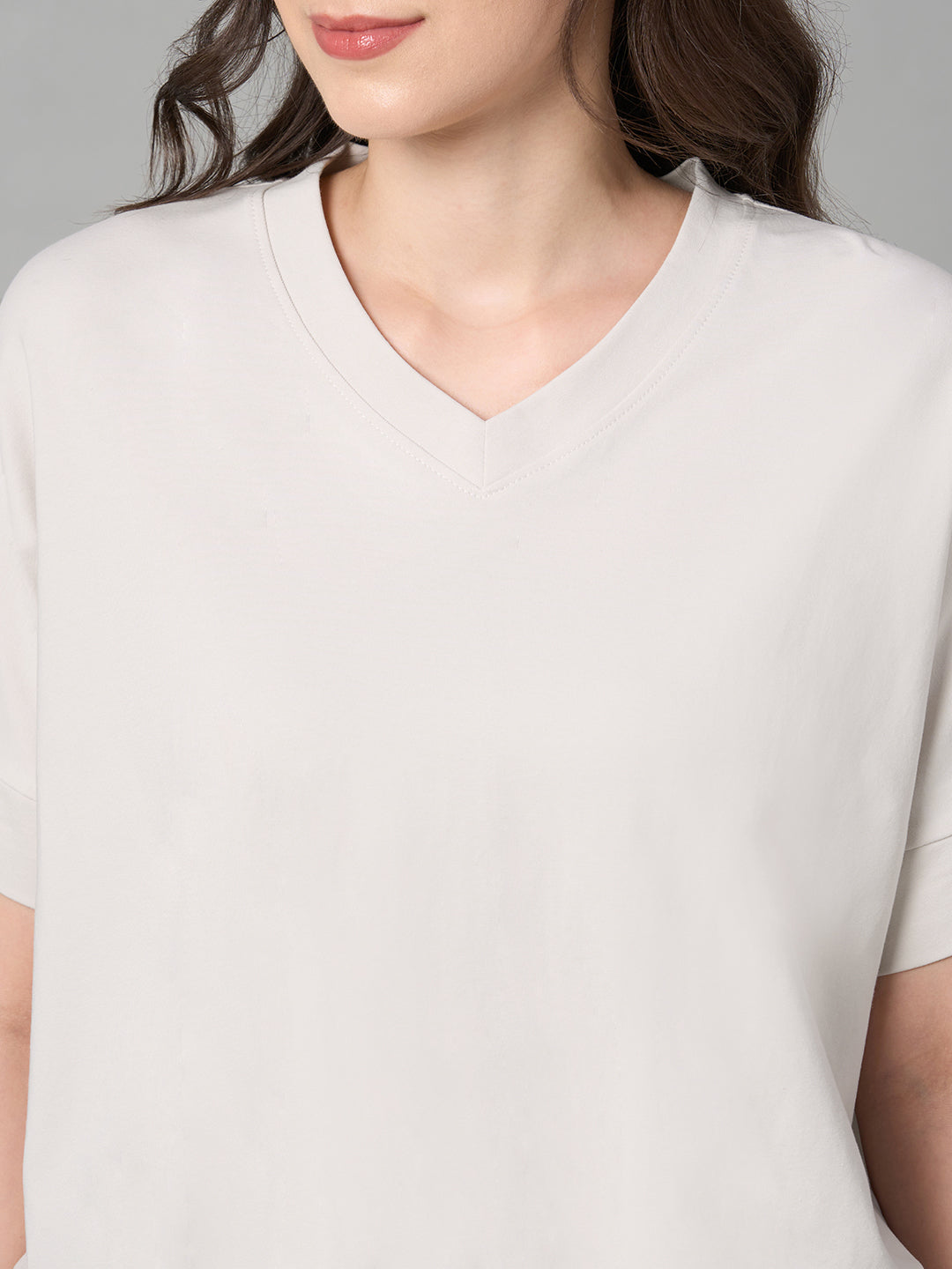Women's Natural Cotton Elastane Loose Fit Tshirt