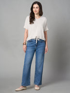 Women's Natural Cotton Elastane Loose Fit Tshirt