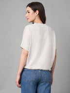 Women's Natural Cotton Elastane Loose Fit Tshirt