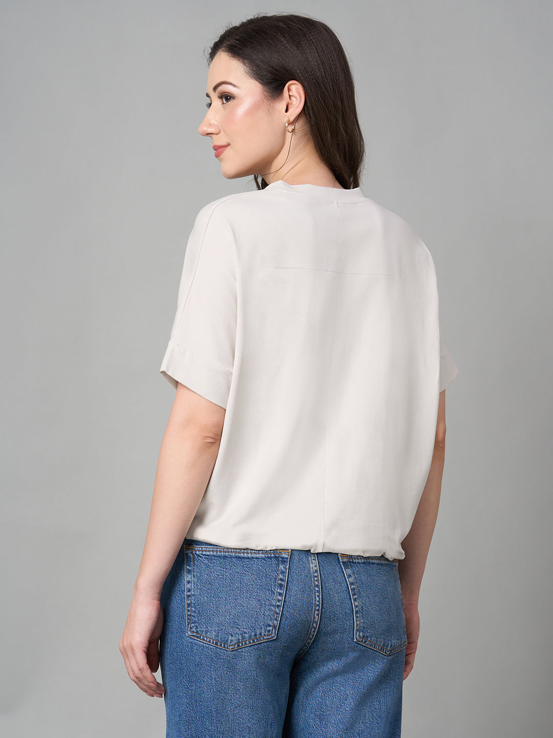 Women's Natural Cotton Elastane Loose Fit Tshirt