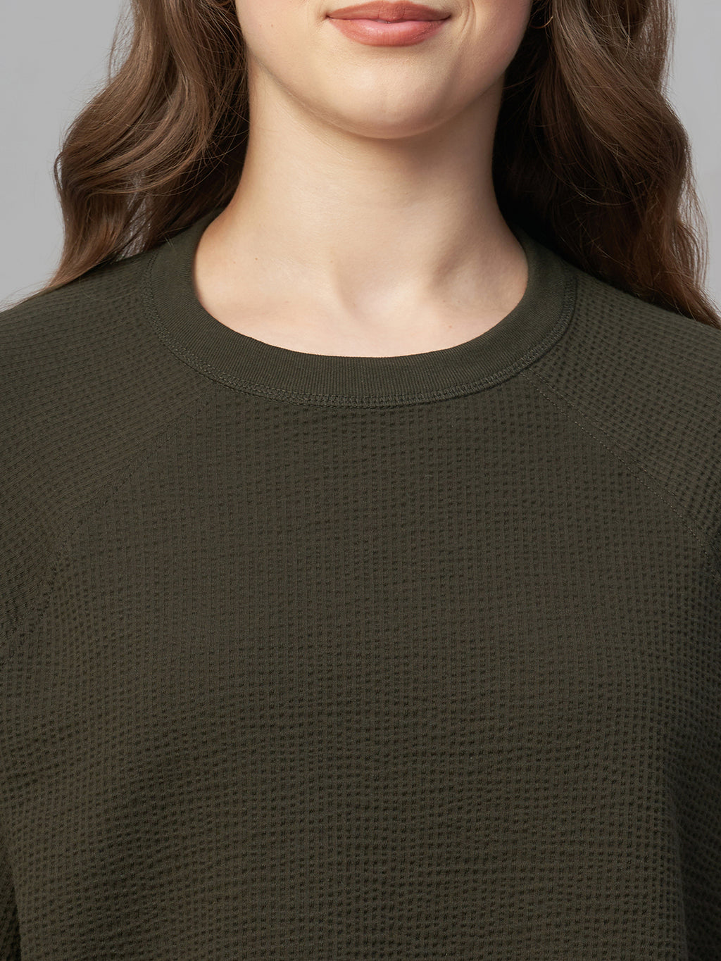 Women's Brown Cotton Elastane Loose Fit Tshirt