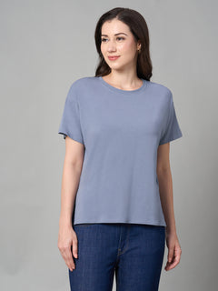 Women's Cotton Bamboo Elastane Loose Fit Tshirt Lavender