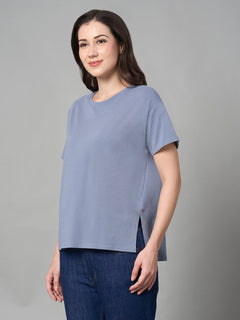 Women's Cotton Bamboo Elastane Loose Fit Tshirt Lavender