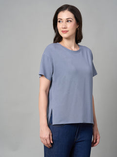 Women's Cotton Bamboo Elastane Loose Fit Tshirt Lavender