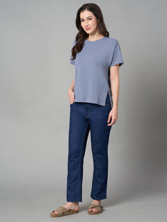 Women's Cotton Bamboo Elastane Loose Fit Tshirt Lavender