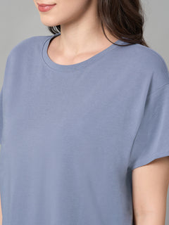 Women's Cotton Bamboo Elastane Loose Fit Tshirt Lavender