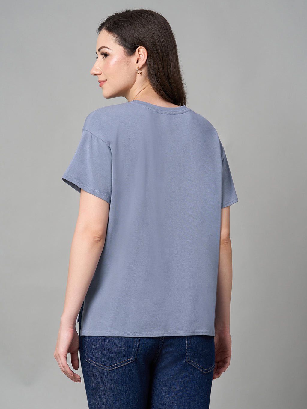 Women's Lavender Cotton Bamboo Elastane Loose Fit Tshirt