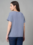 Women's Lavender Cotton Bamboo Elastane Loose Fit Tshirt