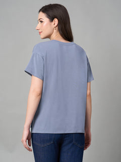 Women's Cotton Bamboo Elastane Loose Fit Tshirt Lavender