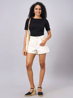 Women's Black Cotton Elastane Regular Fit Tshirt
