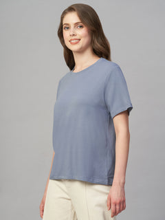 Women's Cotton Bamboo Elastane Regular Fit Tshirt Lavender