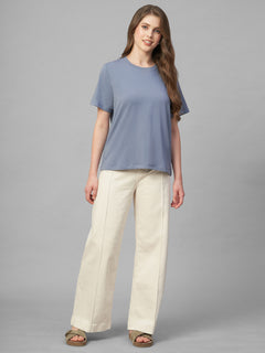 Women's Cotton Bamboo Elastane Regular Fit Tshirt Lavender