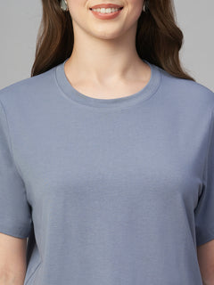 Women's Cotton Bamboo Elastane Regular Fit Tshirt Lavender