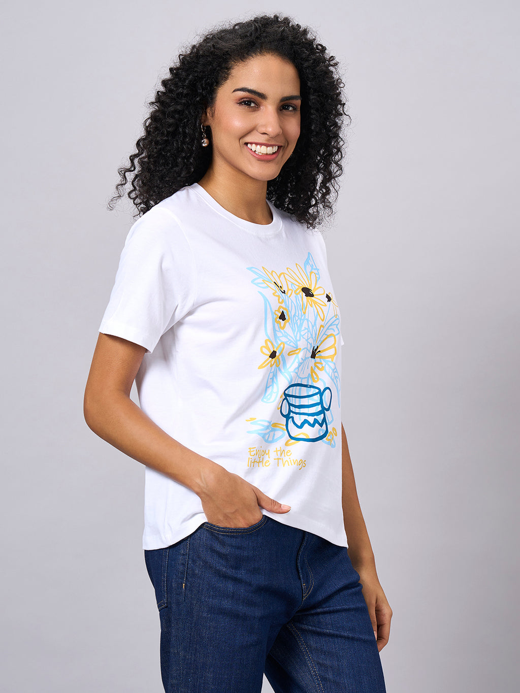 Women's White 100% Organic Cotton Regular Fit Tshirt