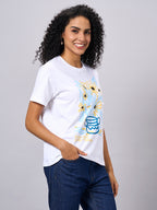 Women's White 100% Organic Cotton Regular Fit Tshirt