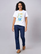 Women's White 100% Organic Cotton Regular Fit Tshirt