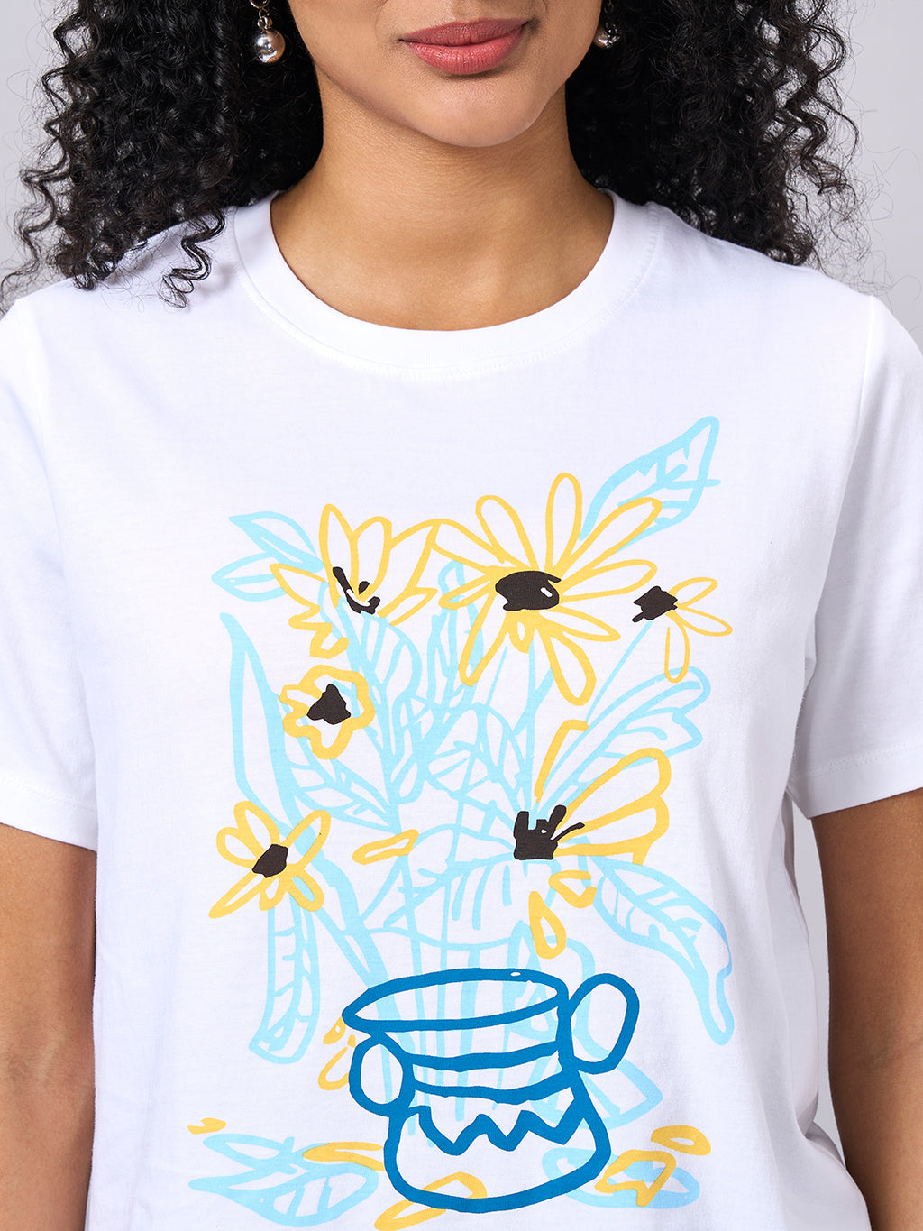 Women's White 100% Organic Cotton Regular Fit Tshirt