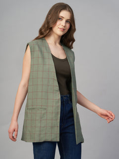 Women’s Linen Boxy Fit Waistcoat Olive