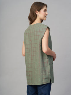 Women’s Linen Boxy Fit Waistcoat Olive