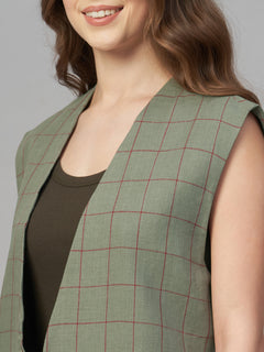 Women’s Linen Boxy Fit Waistcoat Olive