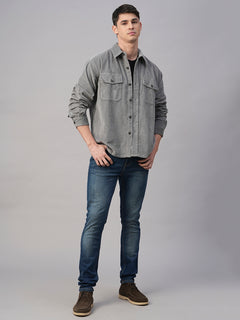 Men's 100% Cotton Regular Fit Jackets Corduroy Grey